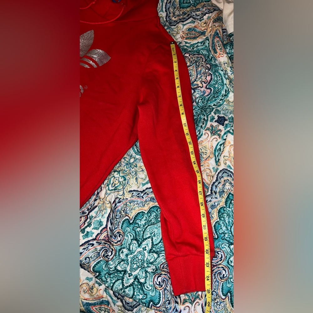 Adidas Women’s Red Feather Crackle Design Hoodie Size Large - Picture 8 of 9